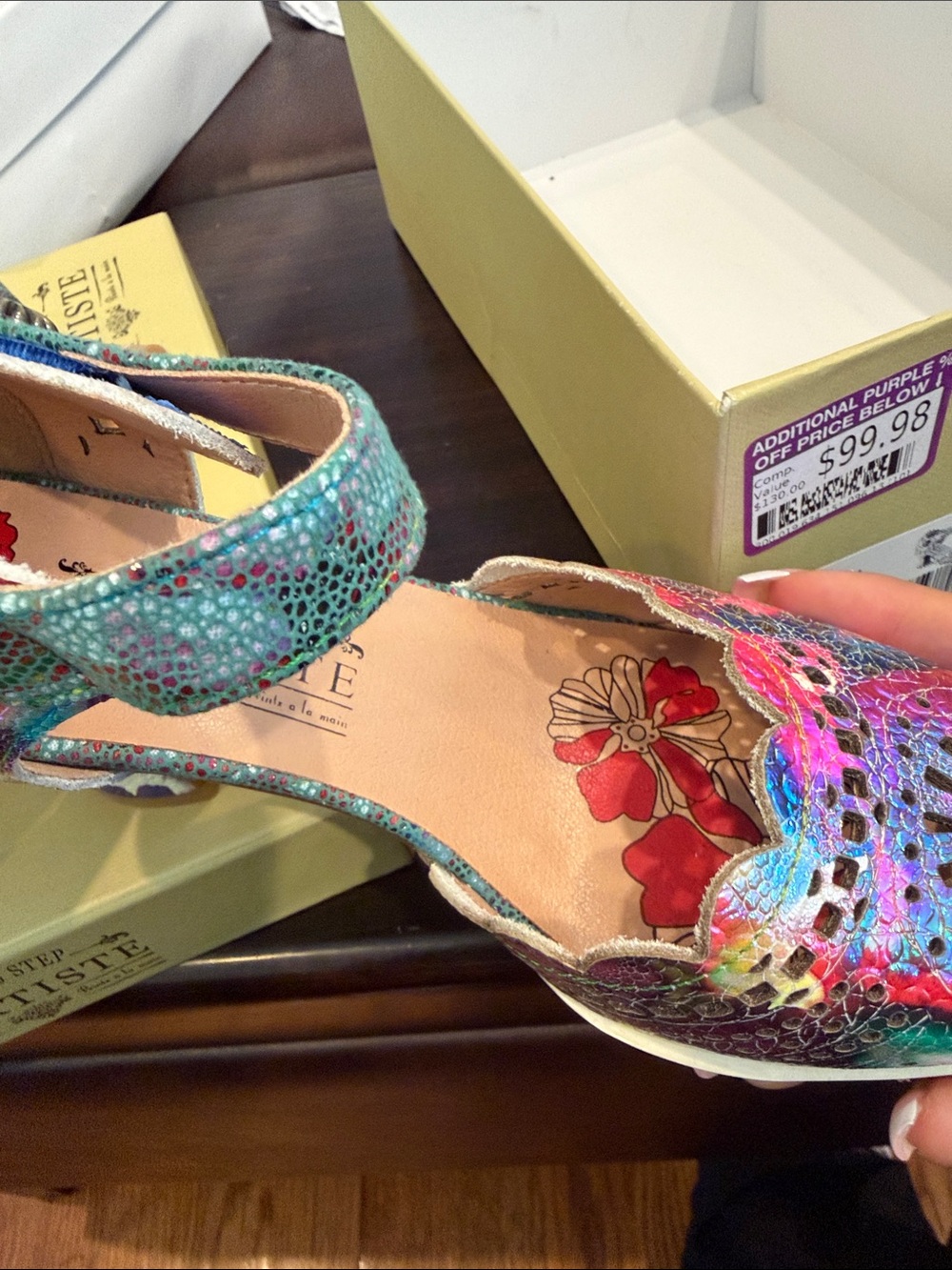 Multicolor Floral Cutout Mary Jane Heels - Women - Picture 6 of 6
